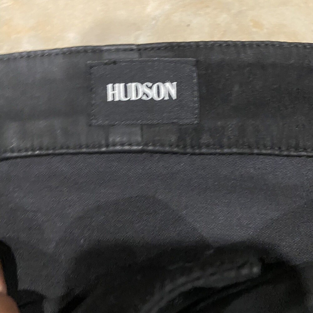 Hudson Lamb Nubuck Leather Black Denim Asymetrical Kink Mini Skirt Size 28 $415 - Picture 5 of 6